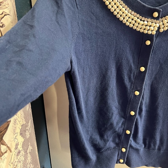 Kate Spade Pearl and Diamond / Crystal navy cardigan - small - Picture 3 of 7